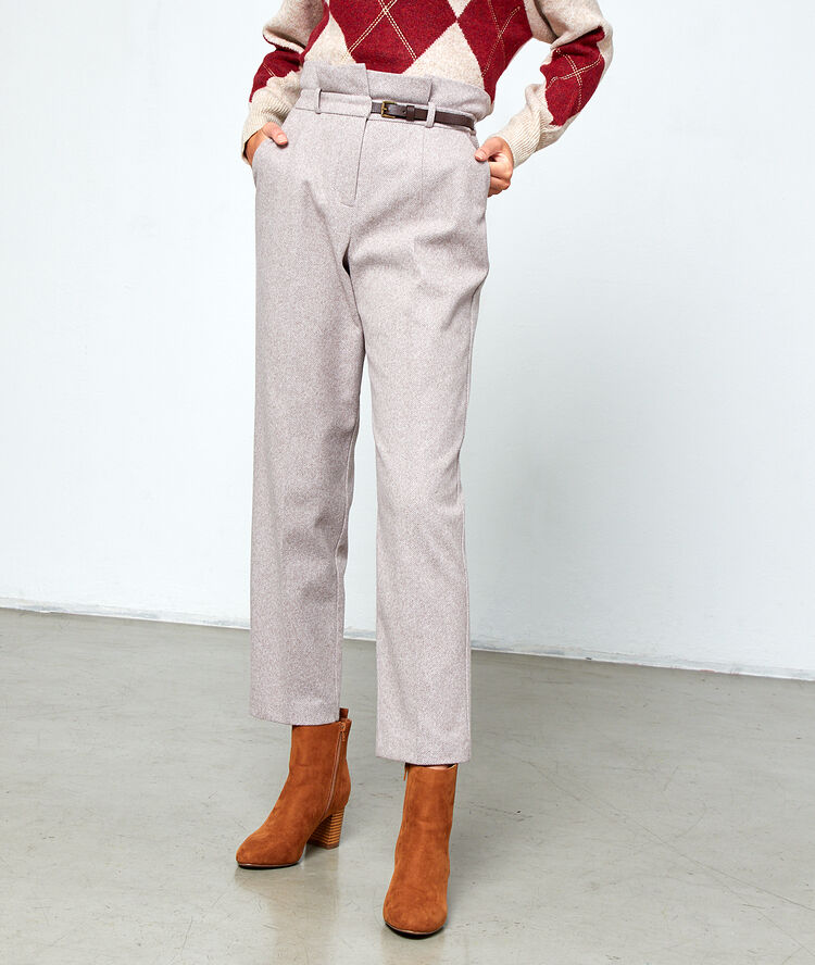 Pantalón talle alto con cinturón c.camel.