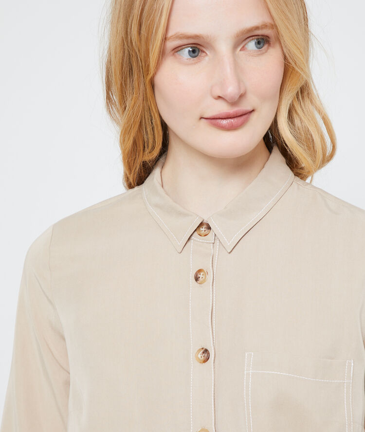 Camisa botones ambarinos de tencel c.beige.