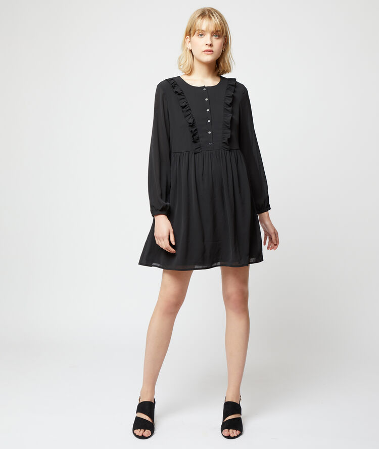 Vestido vaporoso de volantes negro.