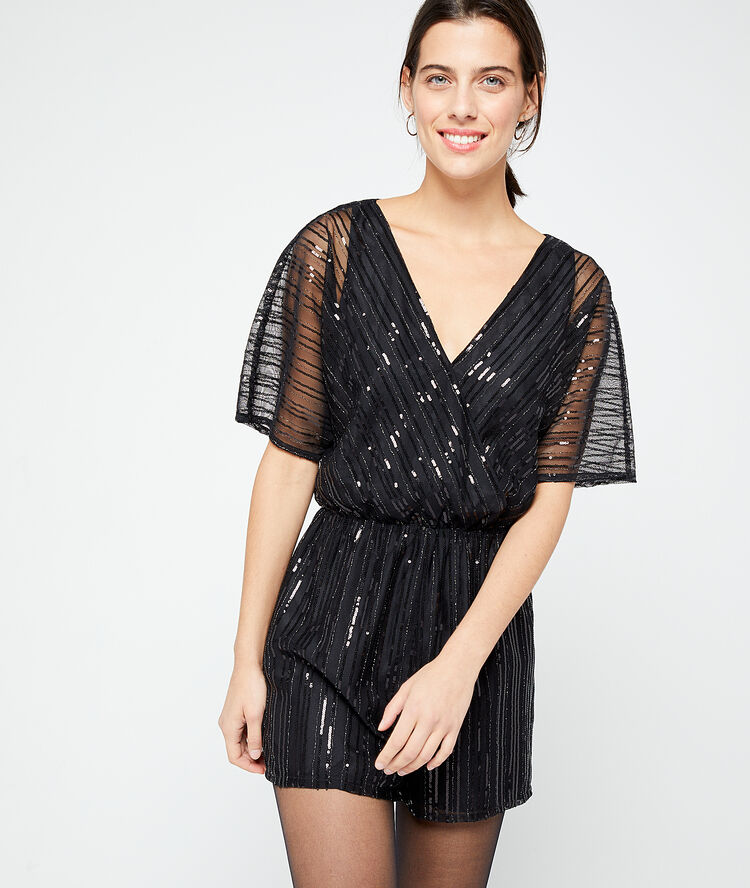 Mono cruzado con lentejuelas negro.