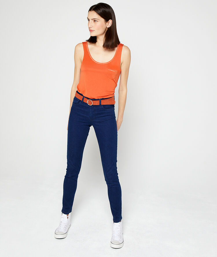 Camiseta lisa con detalles metalizados tomate.