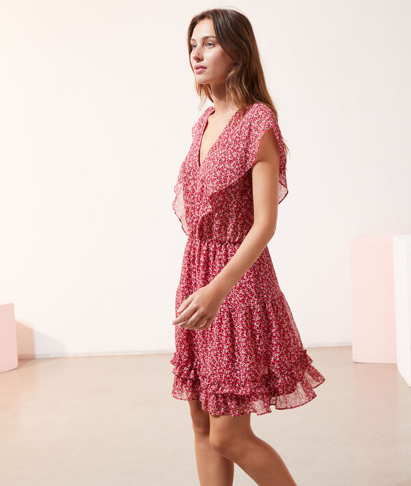Vestido corto estampado floral con volantes Vestido corto estampado floral con volantes