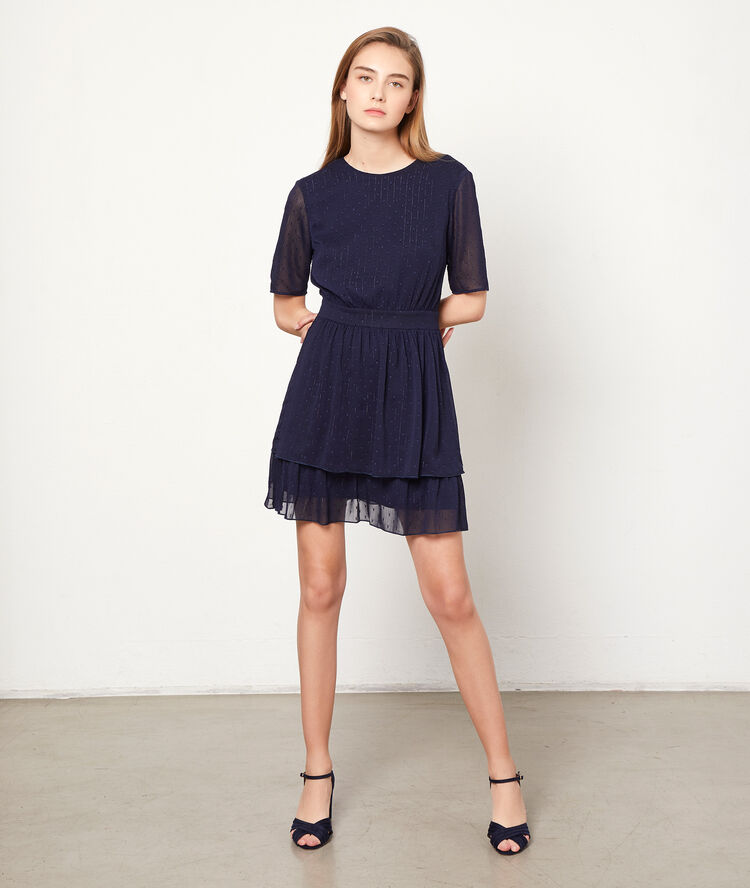 Vestido tul plumeti azul marino.