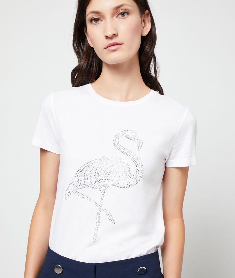Camiseta serigrafiada flamenco blanco.