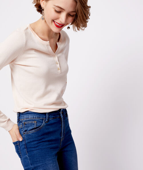 Jersey de punto fino con cuello abotonado Jersey de punto fino con cuello abotonado