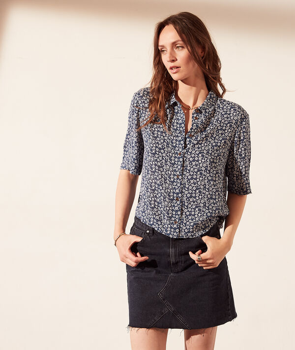Camisa manga corta, estampado floral Camisa manga corta, estampado floral