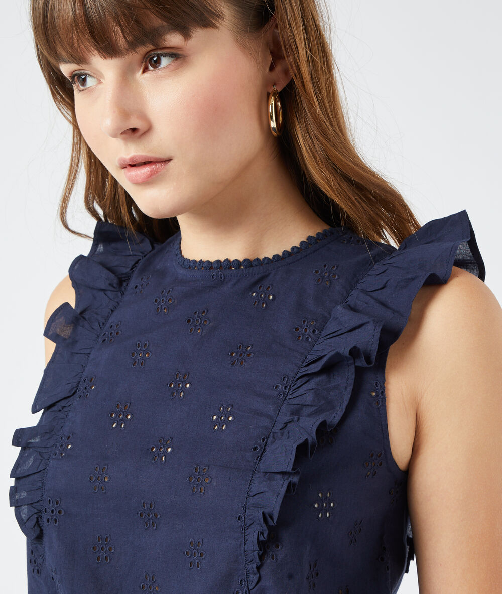 Blusa guipur azul marino.