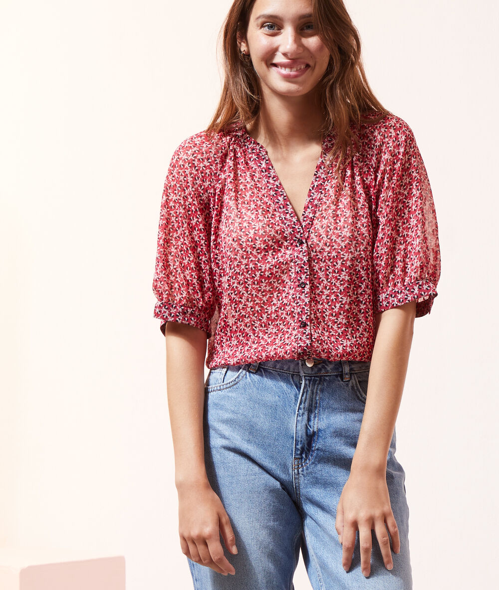Blusa estampado floral frambuesa.
