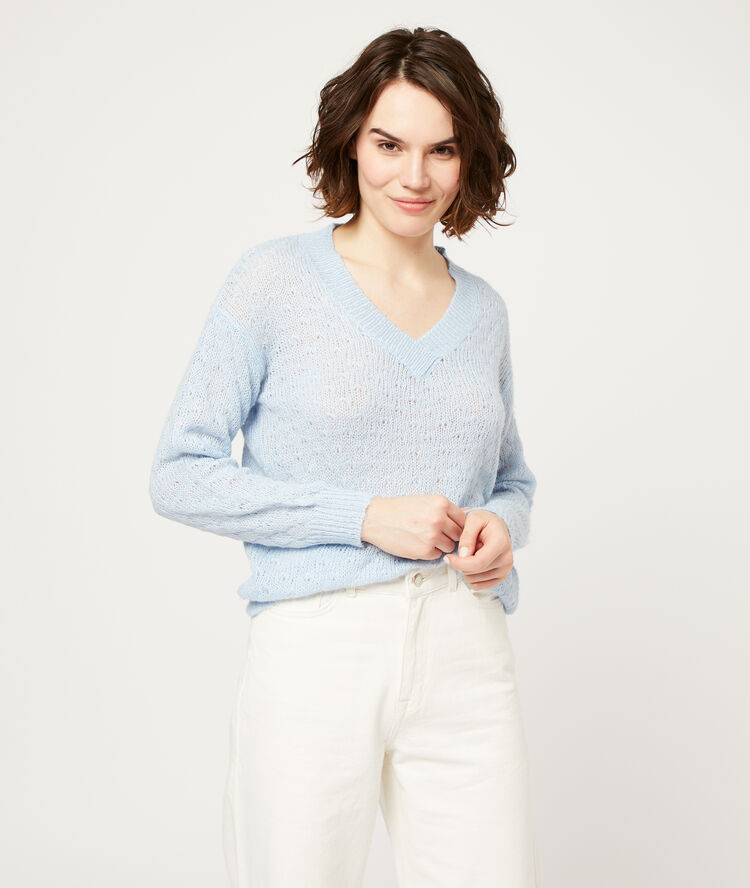 Jersey de punto azul cielo.