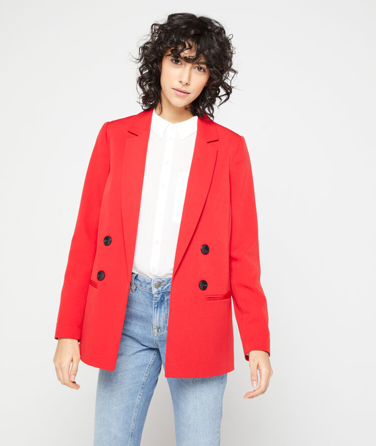 Chaqueta de sastre lisa carmín.