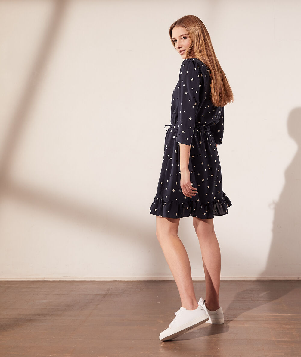 Vestido estampado estrellas azul marino.