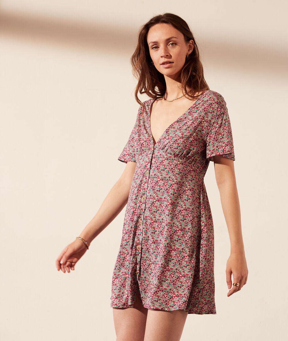 Vestido tejido liberty fucsia.