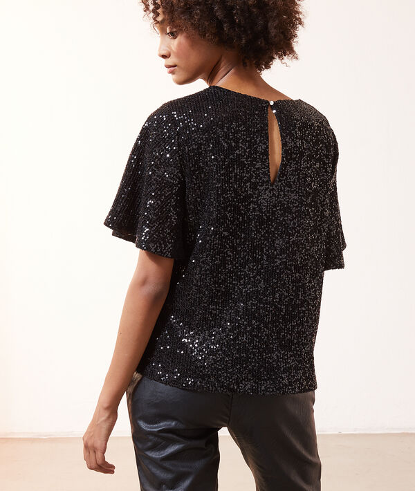 Blouse à sequins, manches volants Blouse à sequins, manches volants