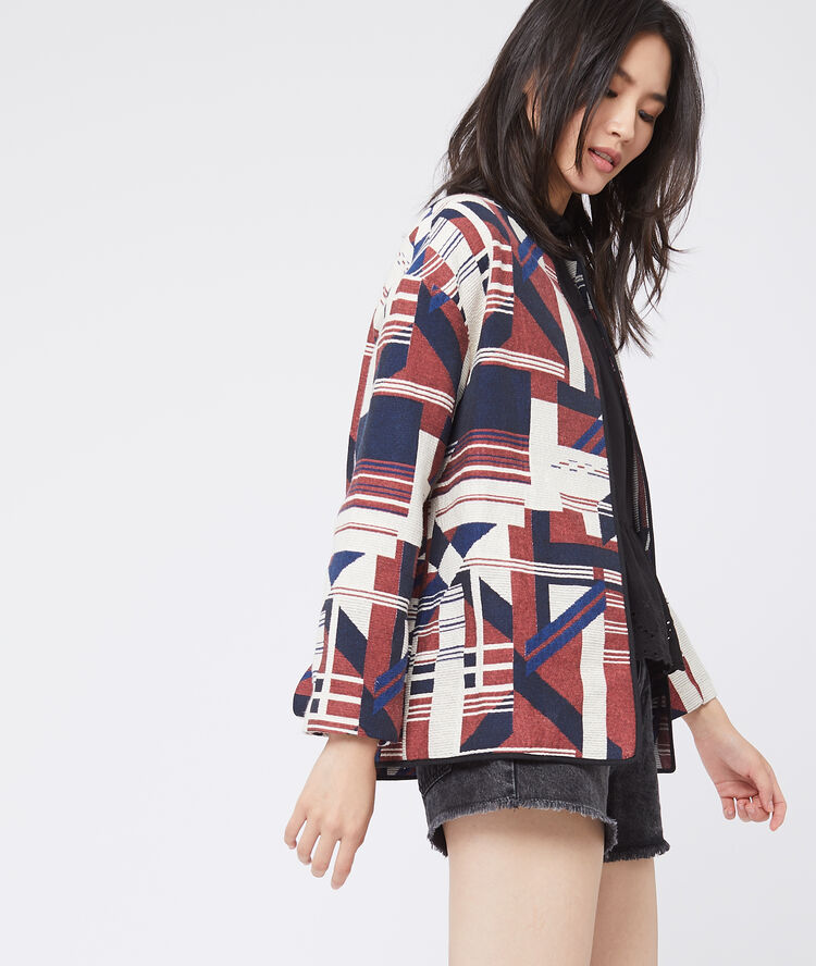 Chaqueta estampado de jacquard azul marino.