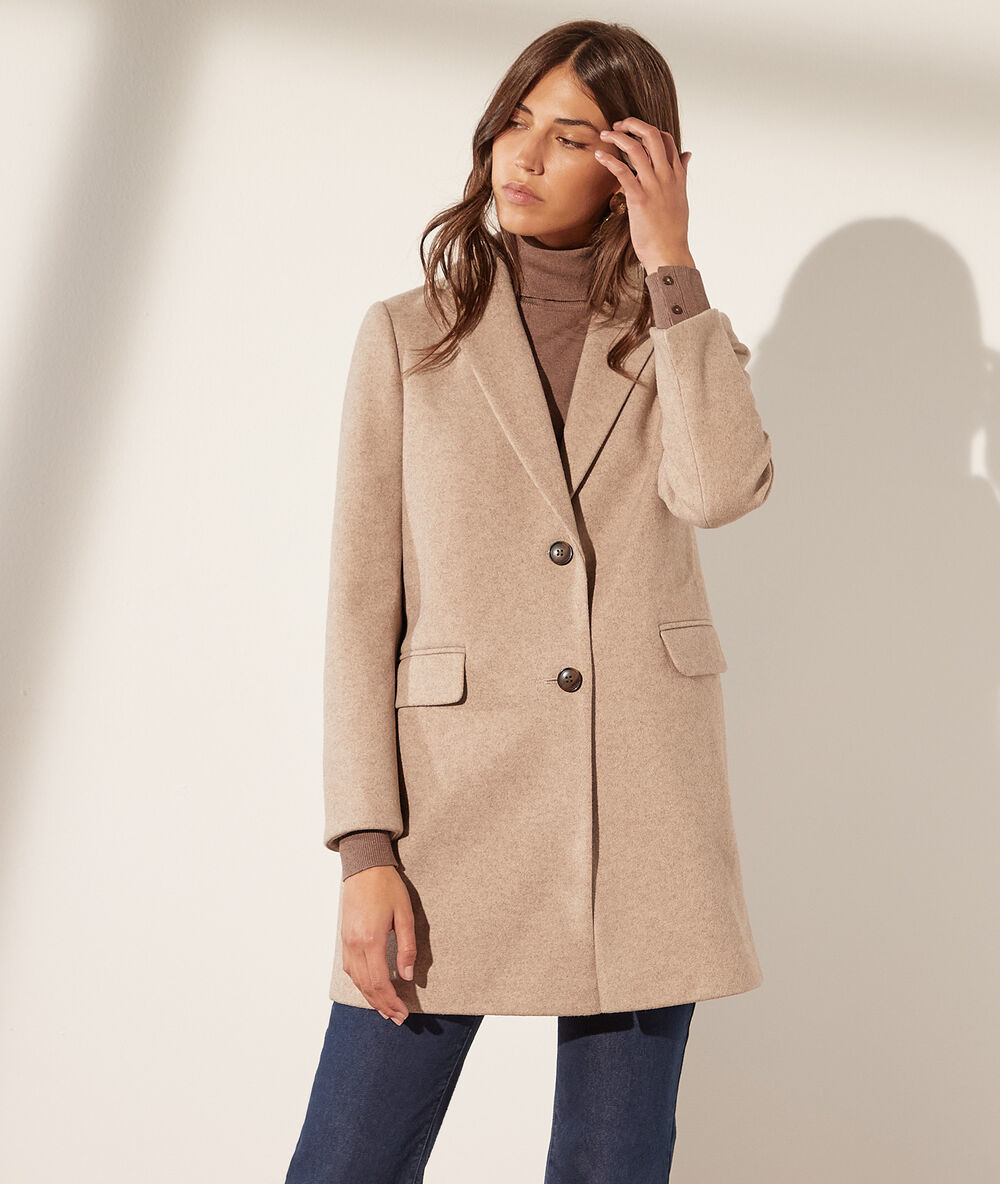 Manteau coupe droite taupe.