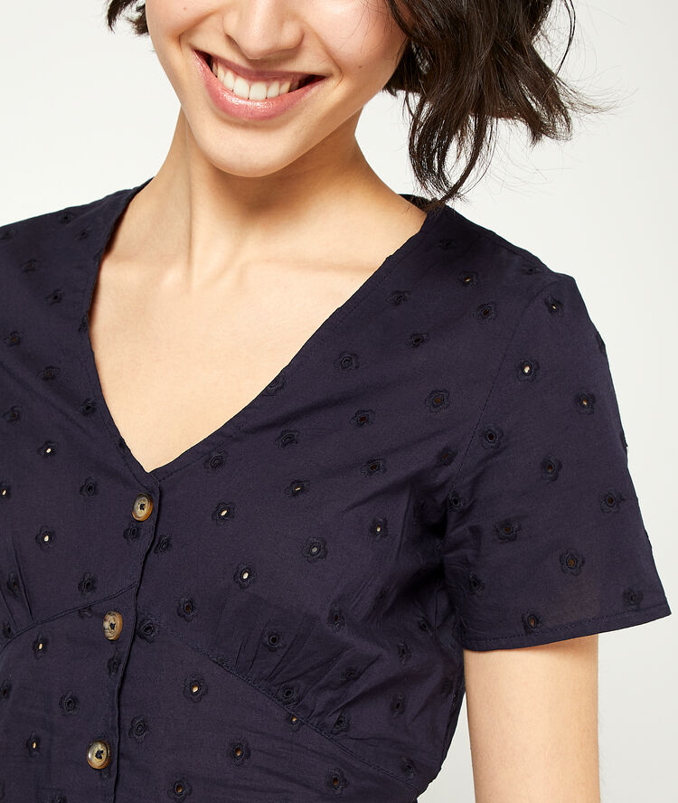 Camisa guipur azul marino.