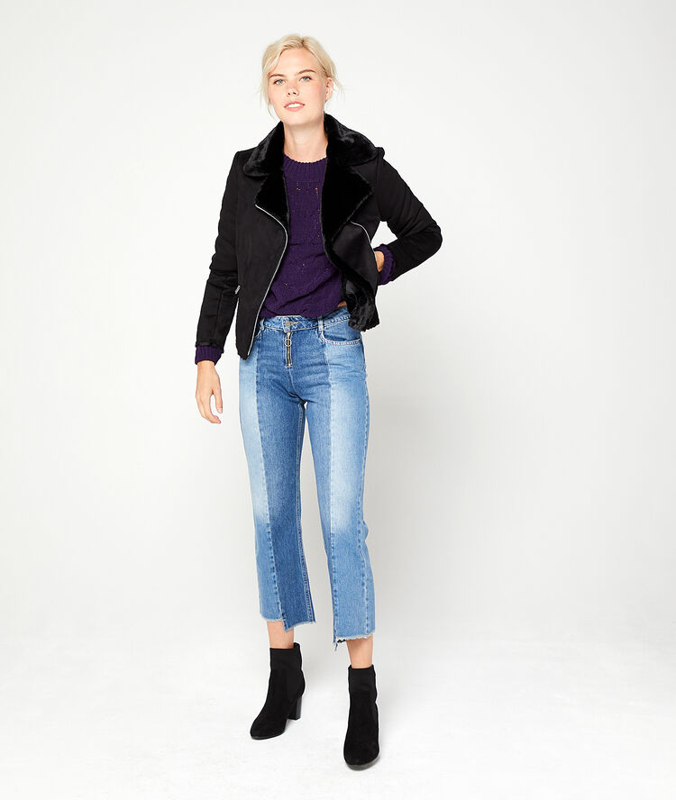 Chaqueta biker con forro negro.