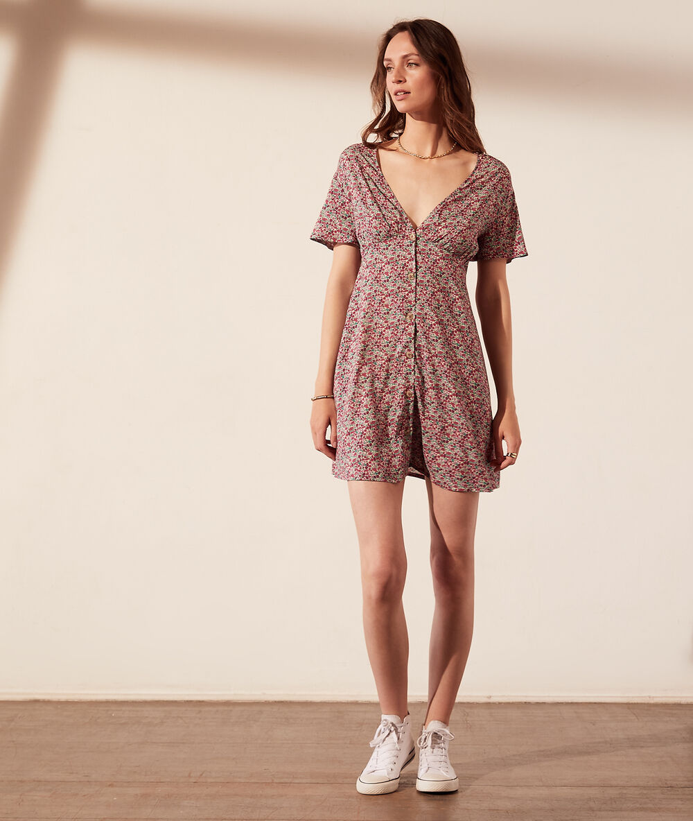 Vestido tejido liberty fucsia.