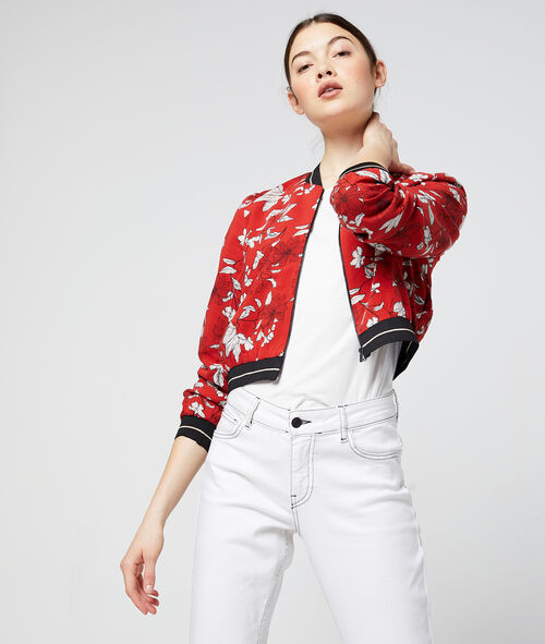 Chaqueta tipo bomber estampado floral Chaqueta tipo bomber estampado floral