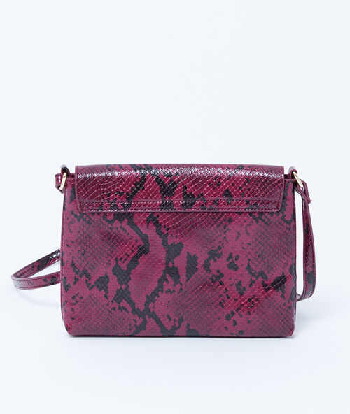 Bolso bandolera estampado serpiente granate.