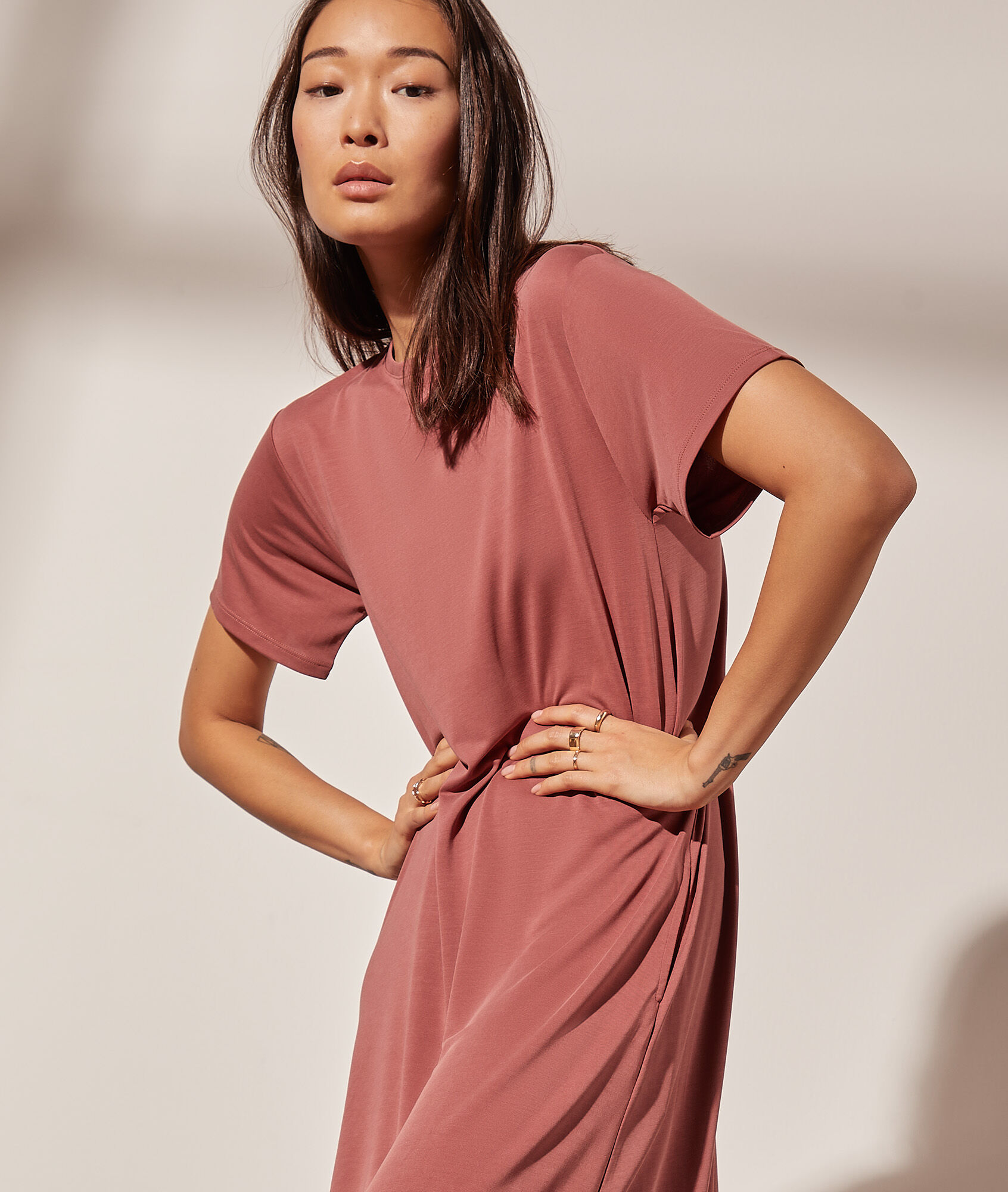 Vestido largo manga corta - ASLA - TERRACOTTA - ETAM