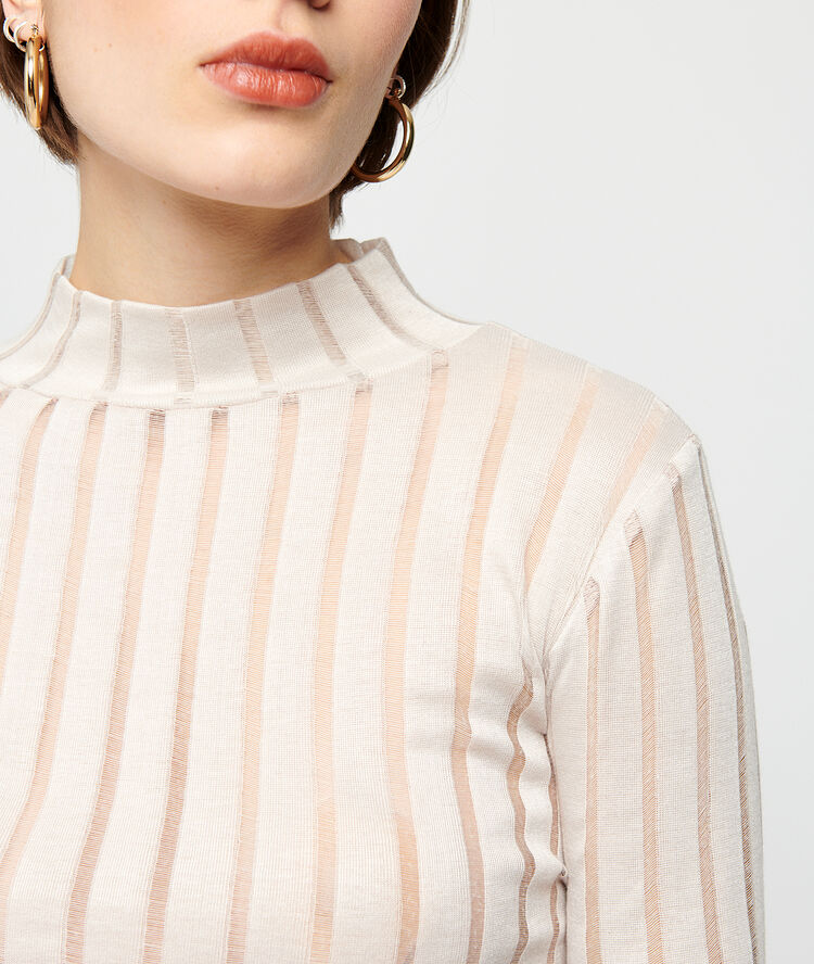Camiseta a rayas transparentes c.beige.