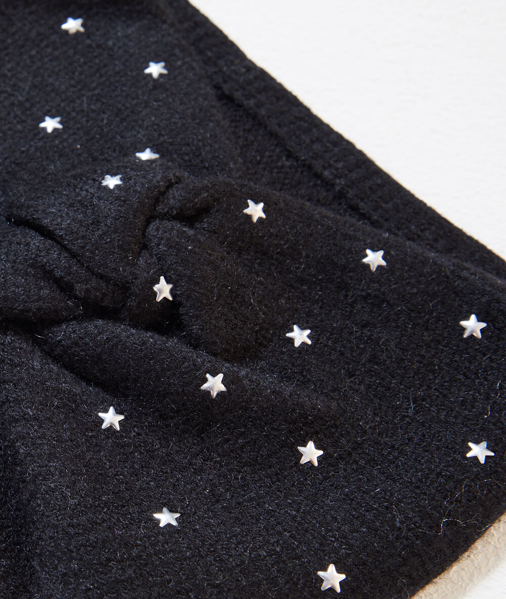 Diadema turbante estampado estrellas negro.
