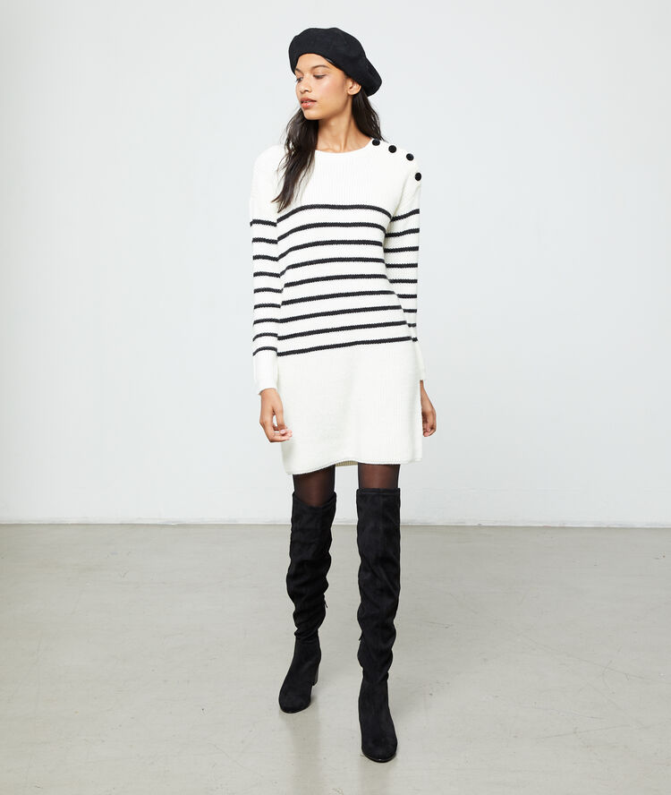 Vestido jersey a rayas crudo.