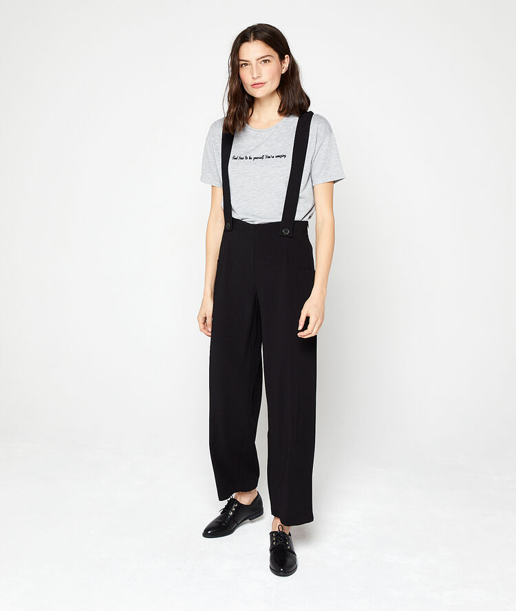 Pantalón alto con tirantes negro.