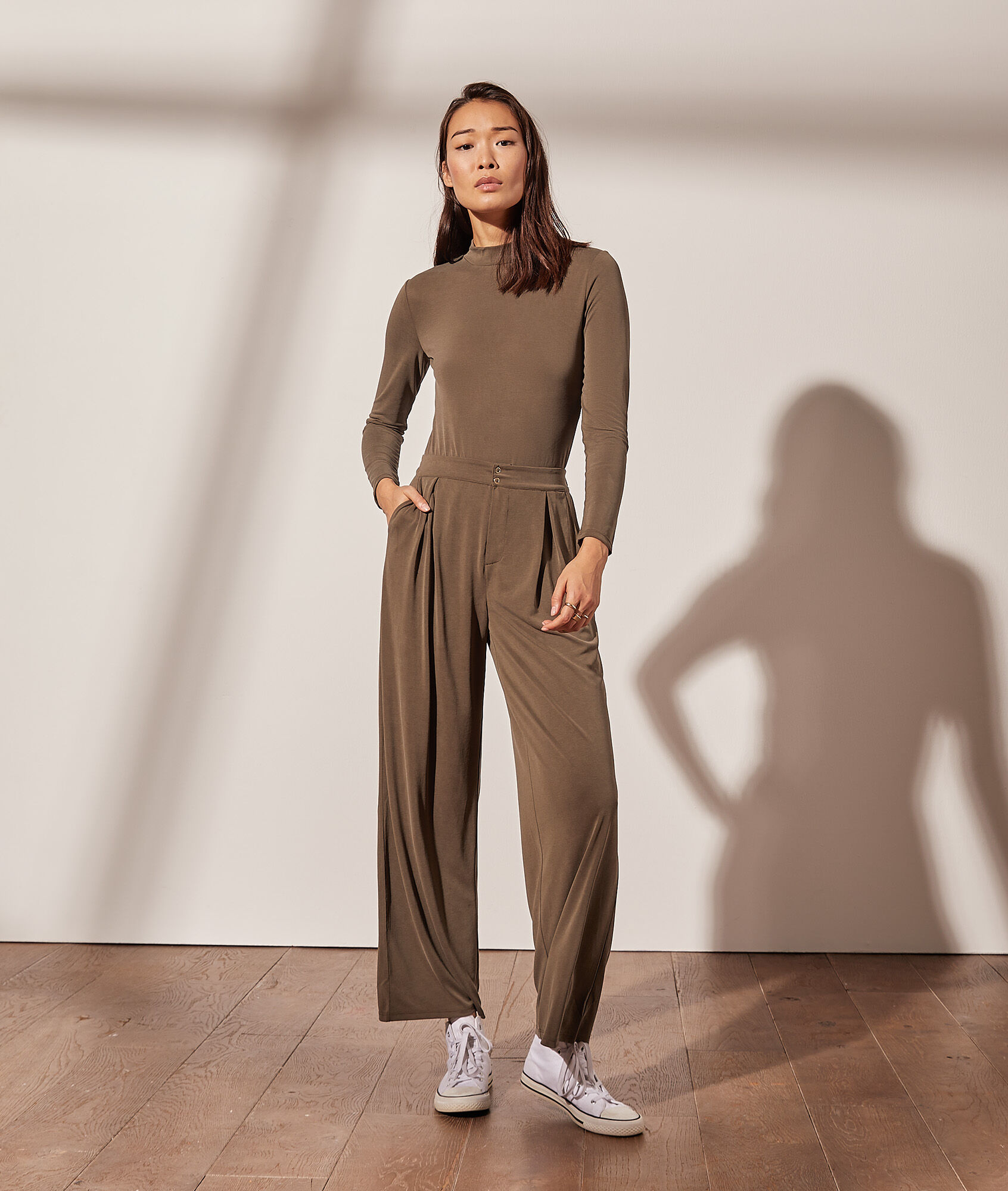 Pantalón jogger corte ancho - BADIE - KAKI FONCE - ETAM