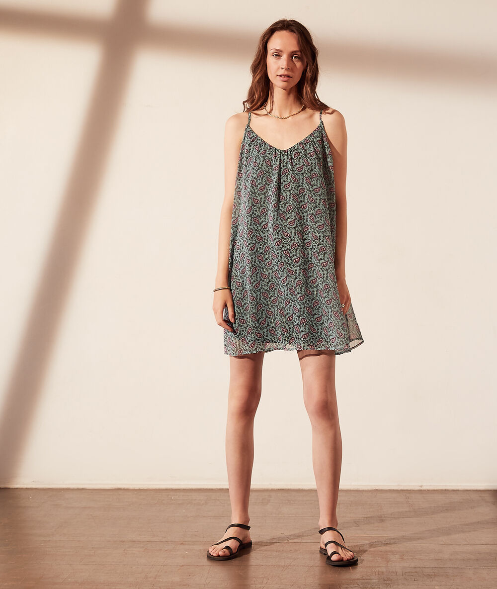Vestido vaporoso 2 en 1 con top integrado arena.