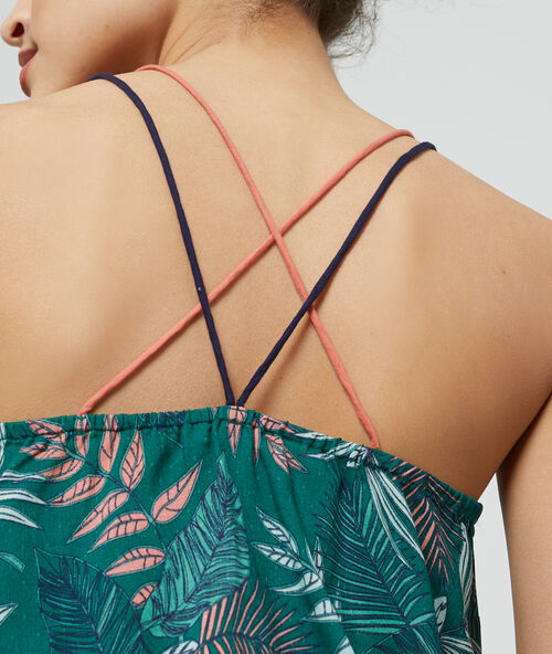Camisola estampado floral verde.