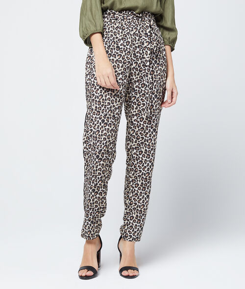 Pantalón alto con estampado de leopardo Pantalón alto con estampado de leopardo