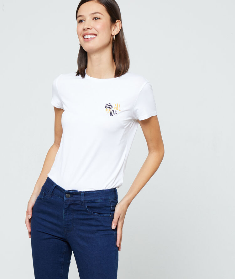 Camiseta bordada ‘with all my love’ crudo.