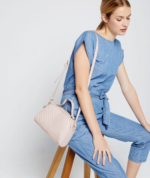 Bolso bandolera con cenefa crudo.