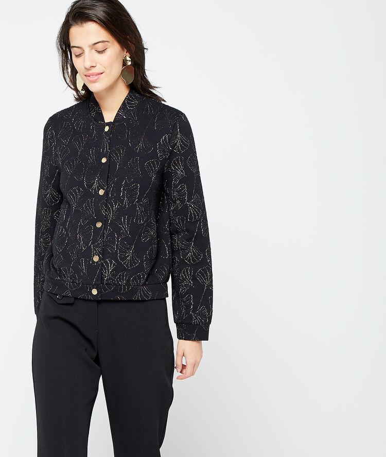 Chaqueta de hilo metalizado negro.