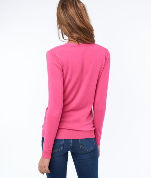 Jersey liso escote en v rosa.