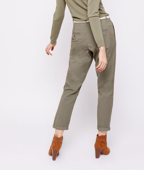 Pantalón con cinturón de algodón bio Pantalón con cinturón de algodón bio