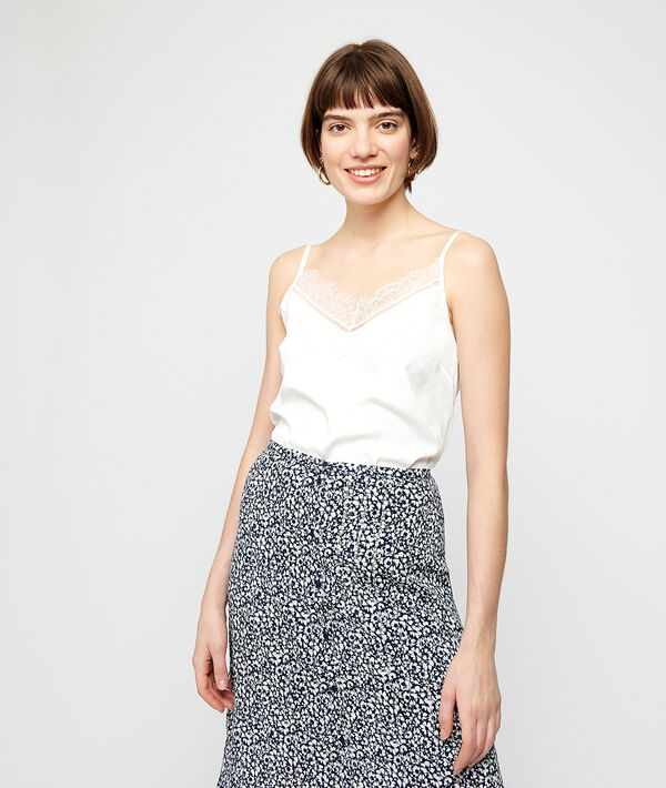 Camisola satinada escote de encaje Camisola satinada escote de encaje