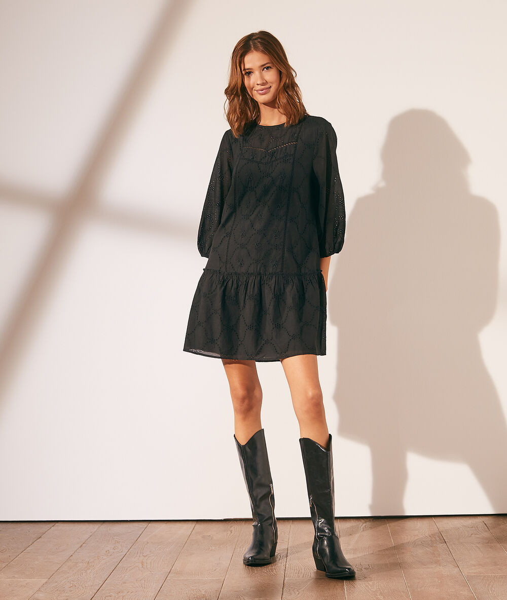 Vestido bordados ingleses negro.