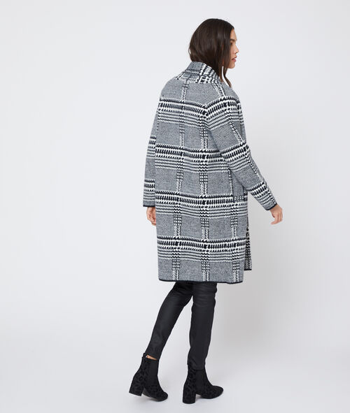 Chaqueta larga con estampado jacquard Chaqueta larga con estampado jacquard