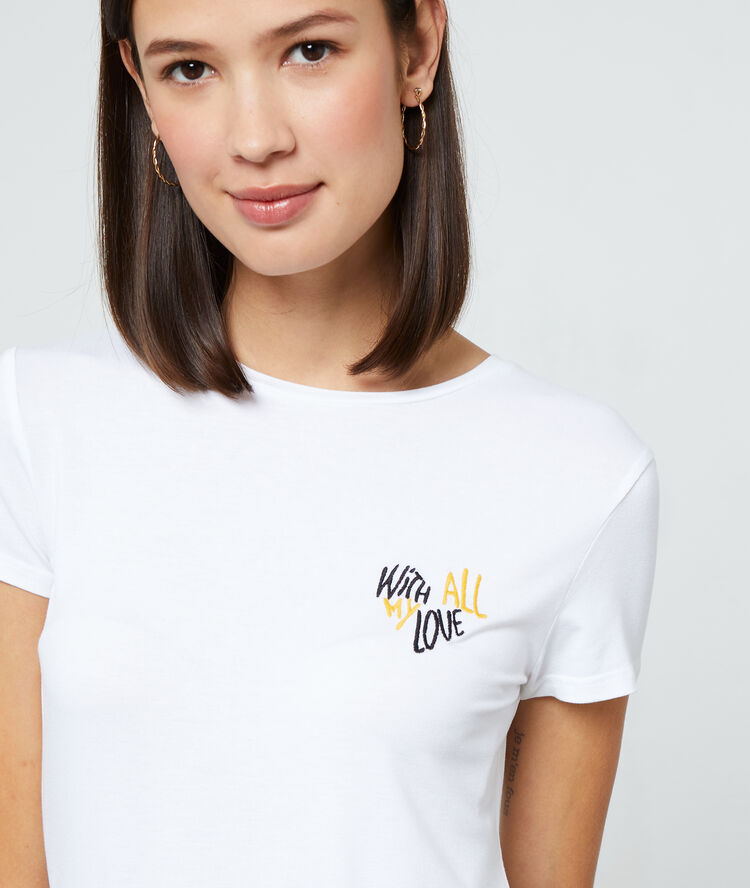 Camiseta bordada ‘with all my love’ crudo.