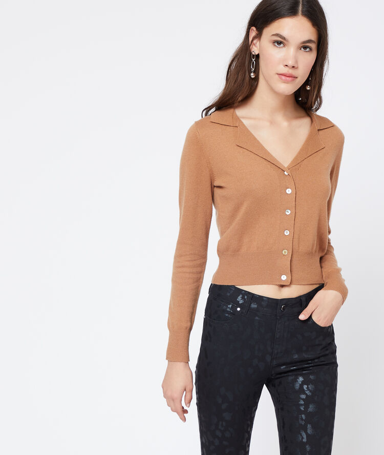 Suéter cuello camisa c.camel.