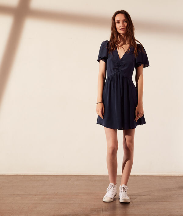 Vestido viscosa, mangas con volantes Vestido viscosa, mangas con volantes