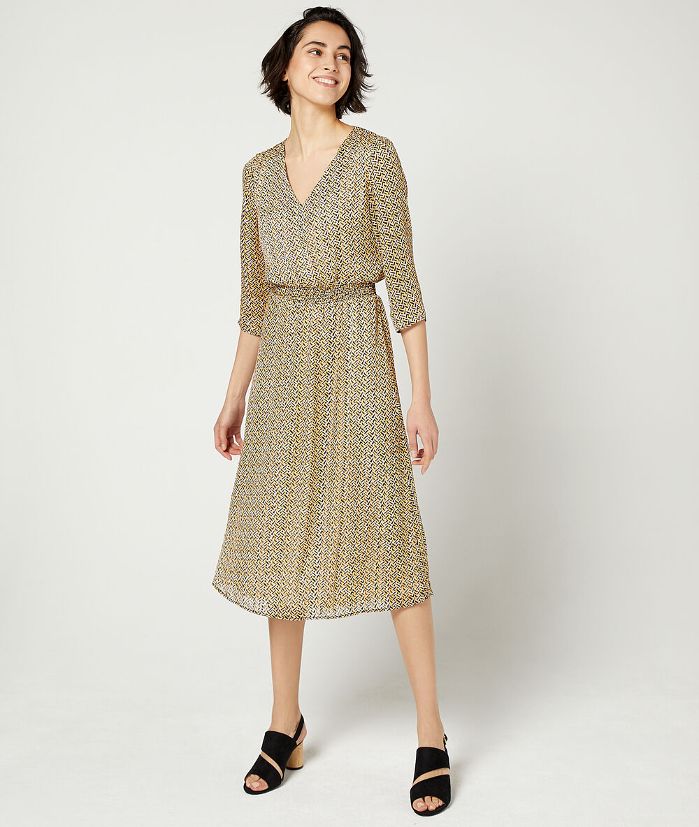 Vestido largo cintura fruncida c.curry.