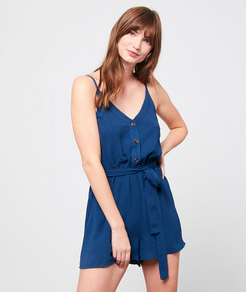 Combishort fluide à nouer bleu.