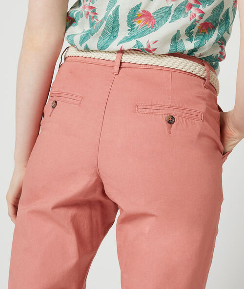 Pantalón con cinturón de algodón bio rosa.