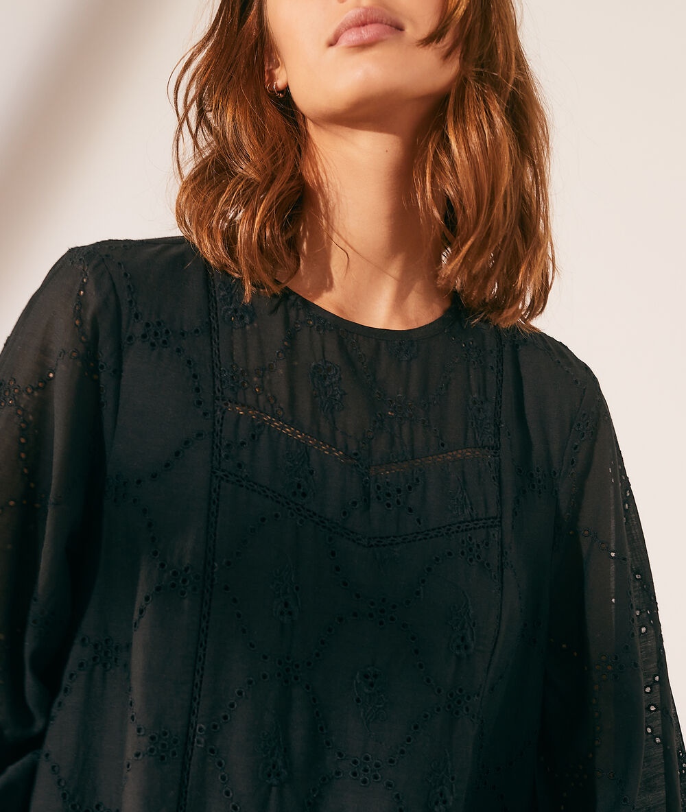Vestido bordados ingleses negro.