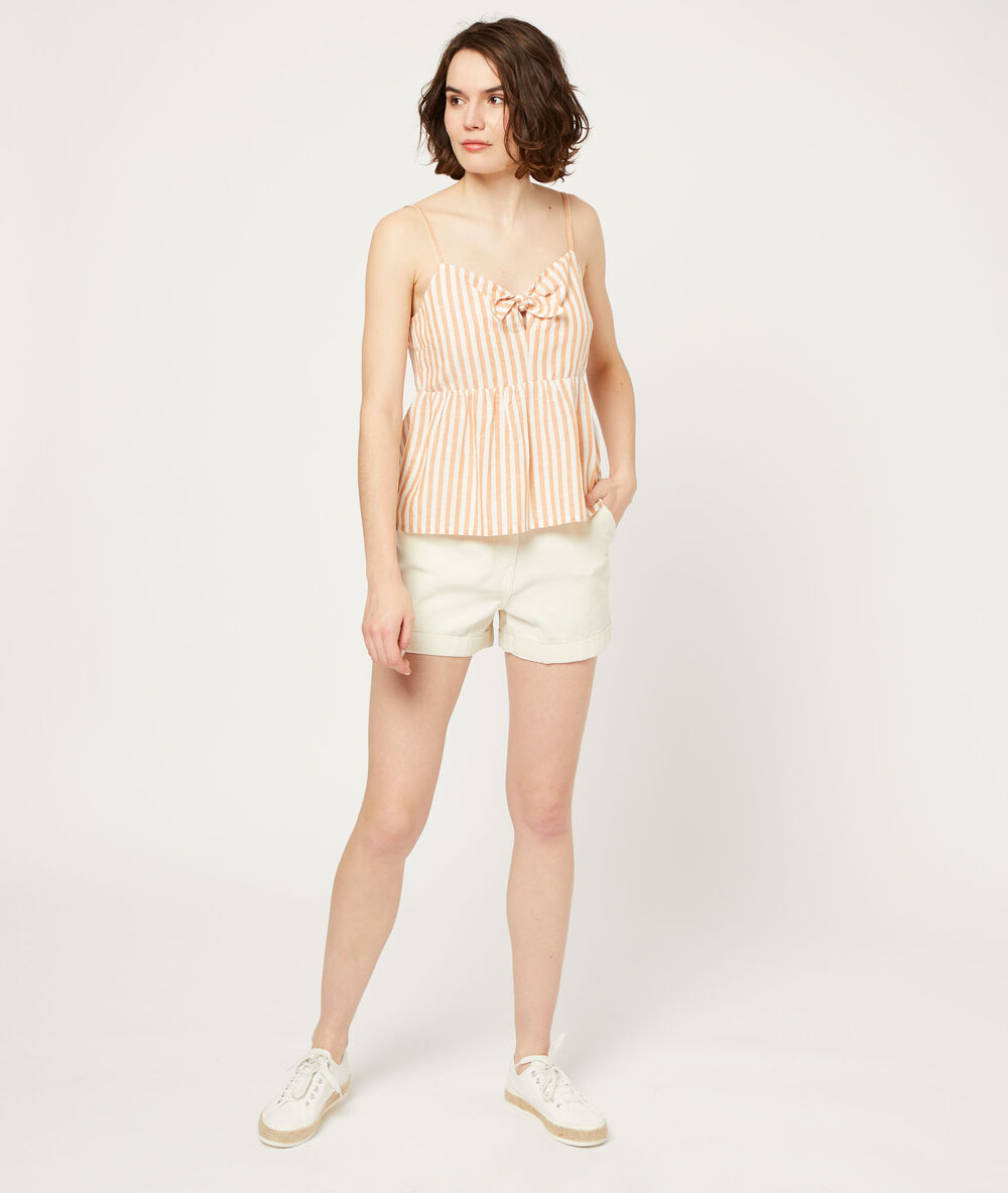 Top con lazo estampado de rayas naranja.