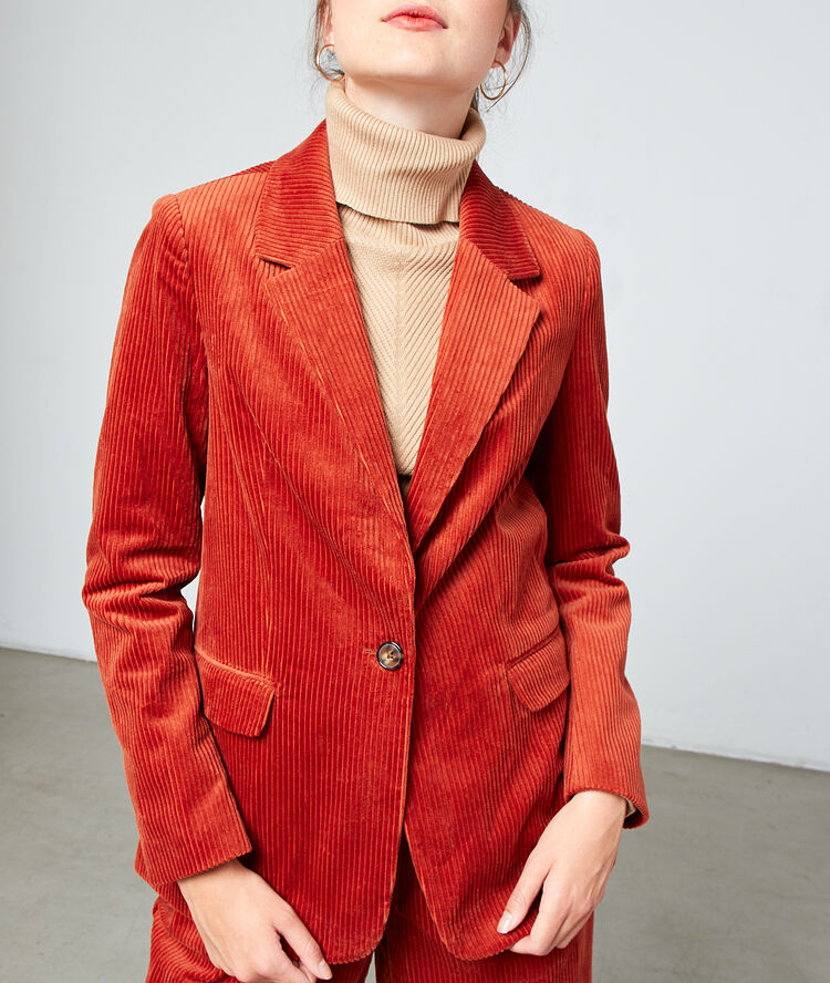 Chaqueta de pana acanalada rojo.